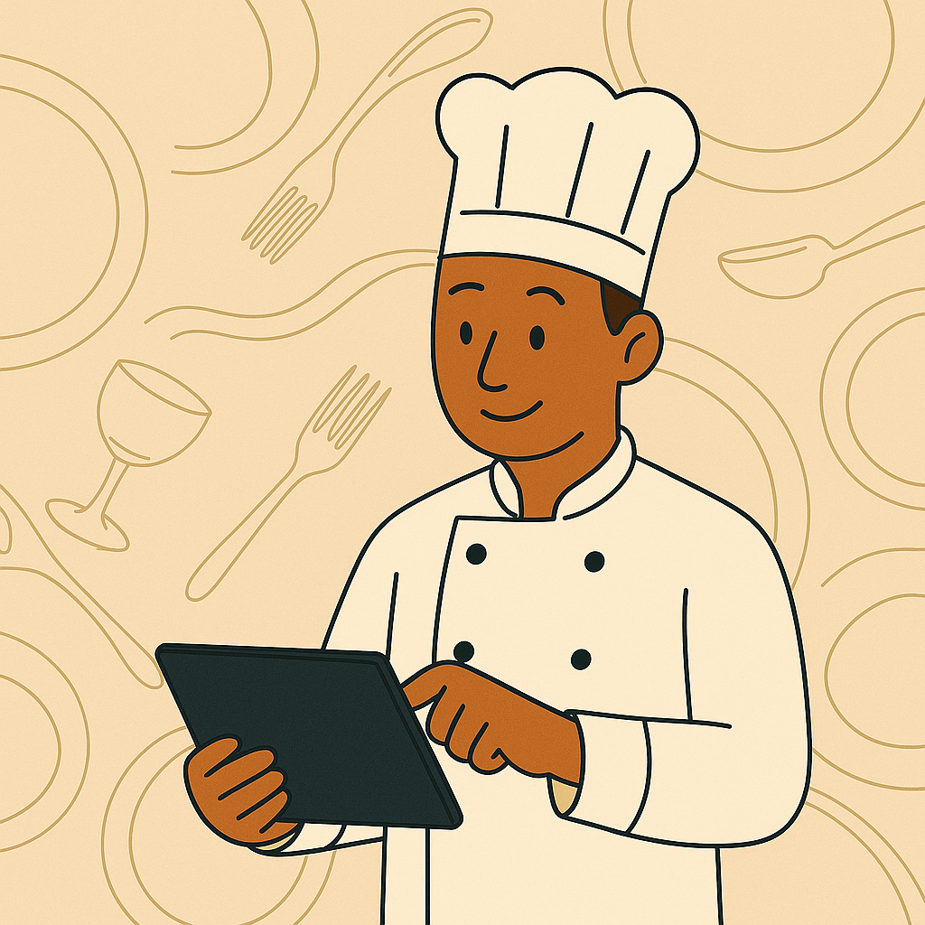Chef using tablet